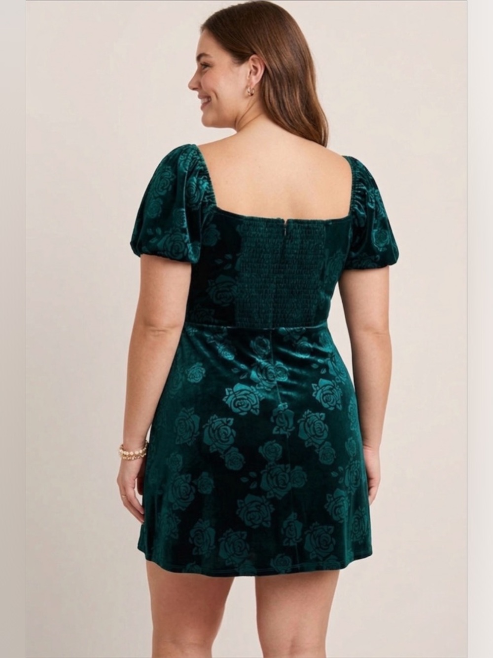 Francesca's Tina Green Velvet Floral Mini Dress NWT Size XL - Picture 4 of 12